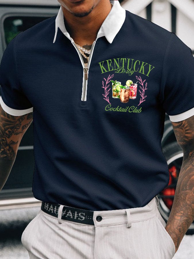 Men's Horse Racing Printed Casual Polo Shirt