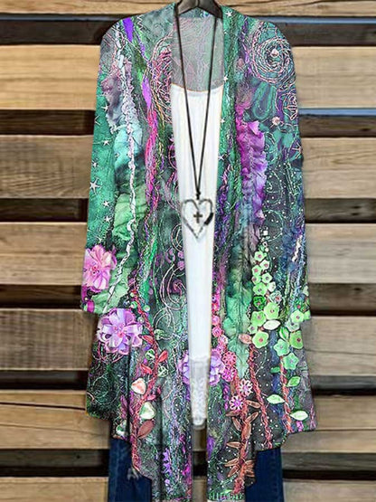 Women's Floral Print Casual Long Sleeve Cardigan