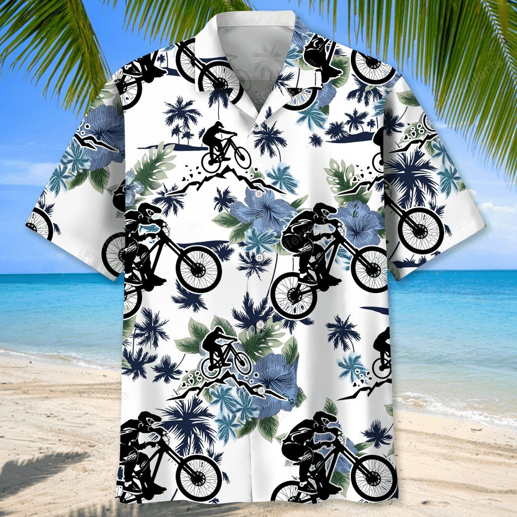 Mountain Bike White Nature Hawaiian Shirt