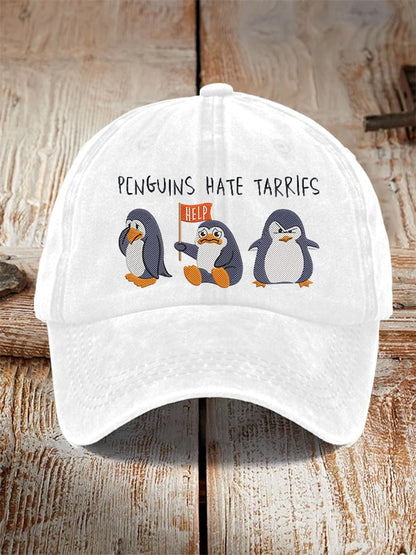 Unisex Penguins Hate Tarrifs Print Hat