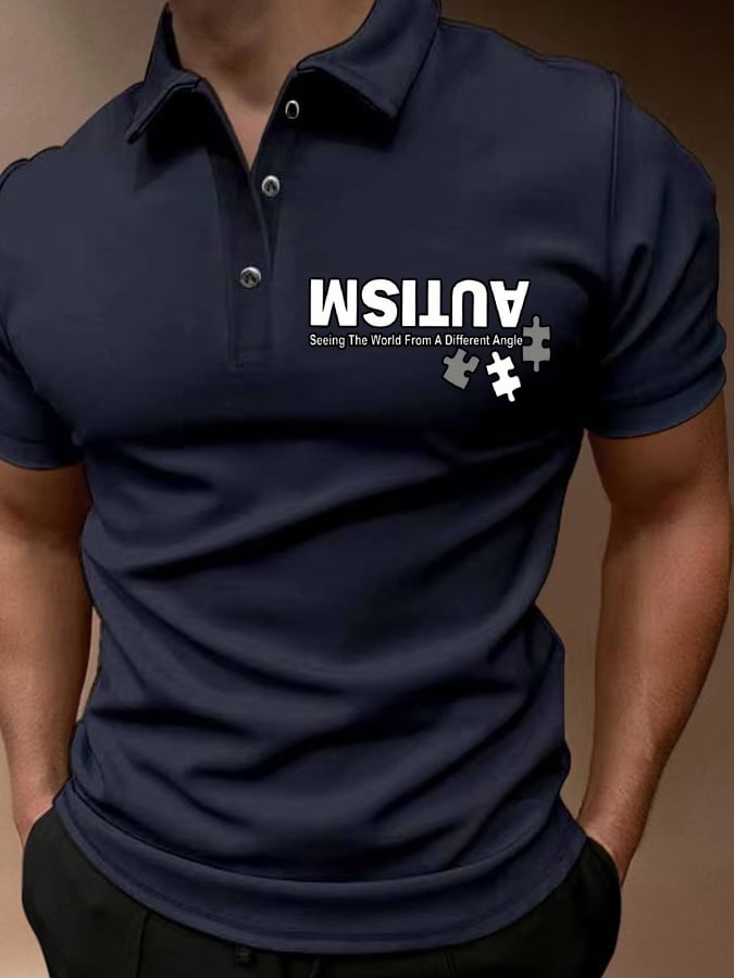 Men's Retro Autism: Seeing The World From A Different Perspective Printed Polo Shirt