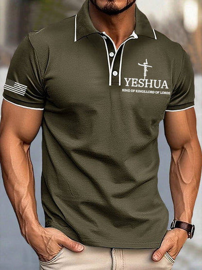 Men's Faith “Yeshua King Of Kings Lord Of Lords” Print Polo Shirt