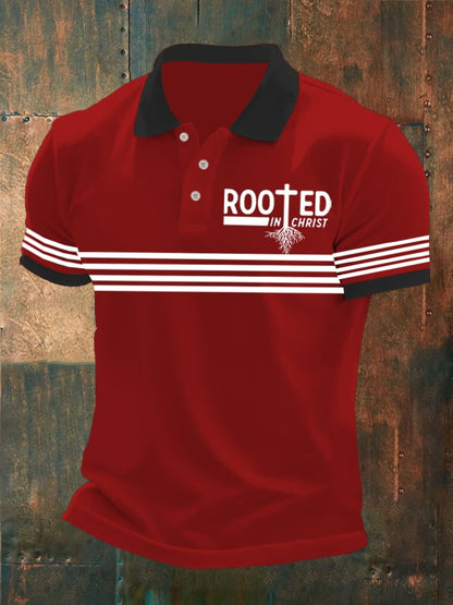 Men's Faith Printed Button Design Polo Shirt