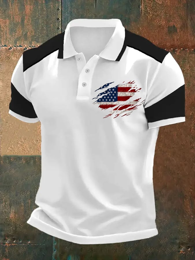 Men's Independence Day Vintage Flag Polo Shirt