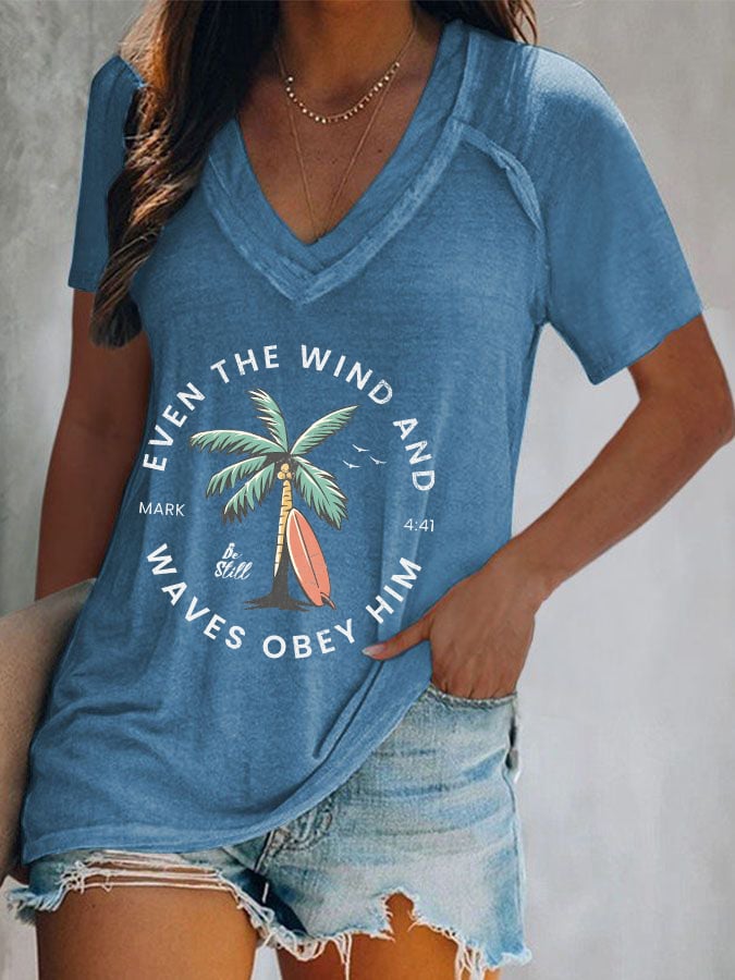 Women'S Casual Christian Scripture Graphic Print Short Sleeve T-Shirt