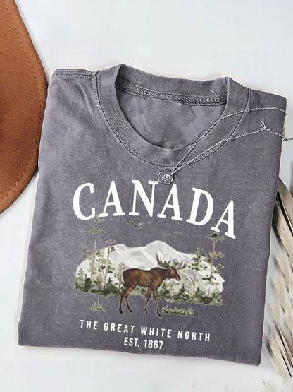 Womens Canada The Great White North Print Casual T-Shirt