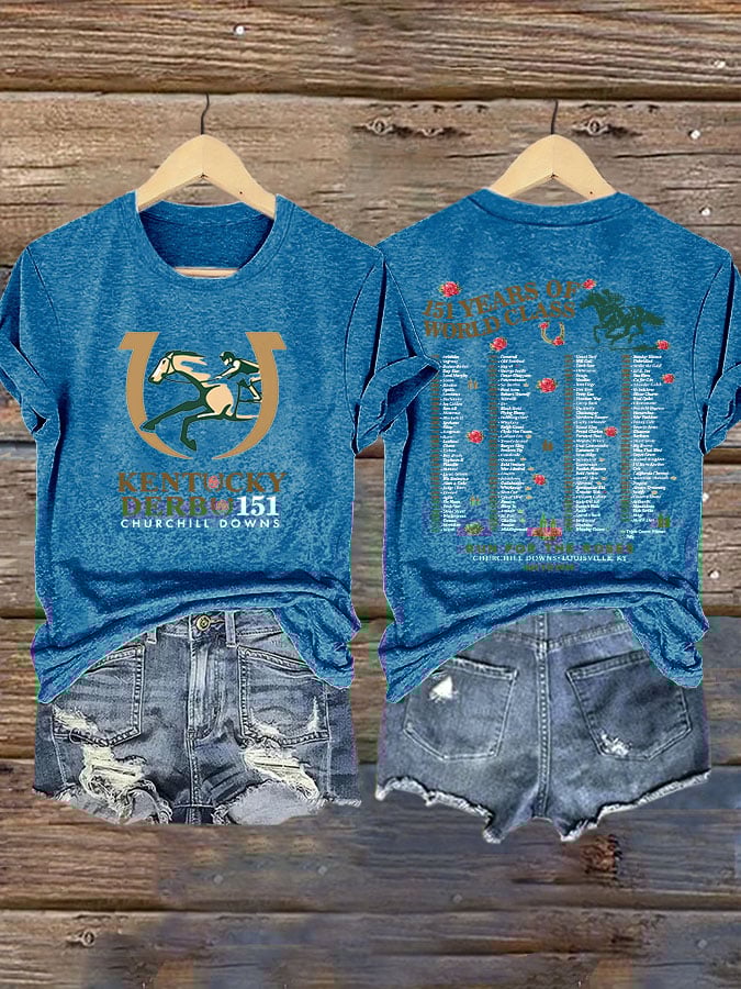 Women’s Retro Kentucky Derby Vibes Churchill Downs Talk Derby To Me 151 Print T-Shirt