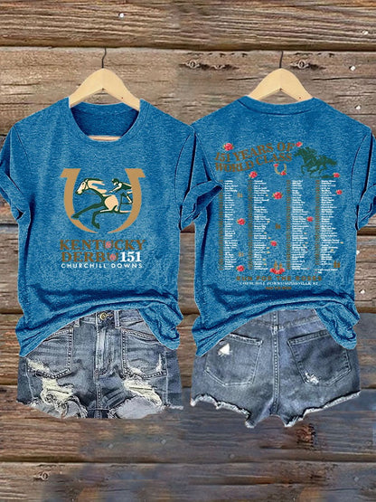 Women’s Retro Kentucky Derby Vibes Churchill Downs Talk Derby To Me 151 Print T-Shirt
