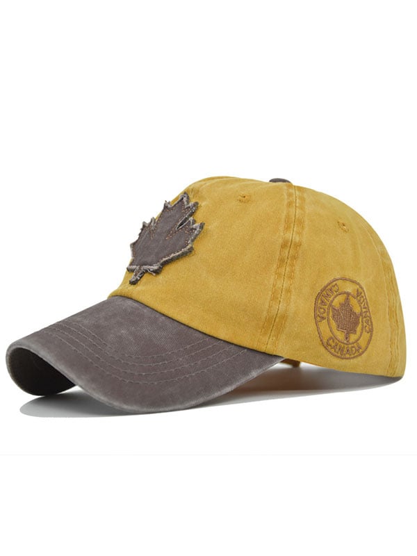 Retro Canadian Maple Leaf Embroidered Washed Baseball Cap