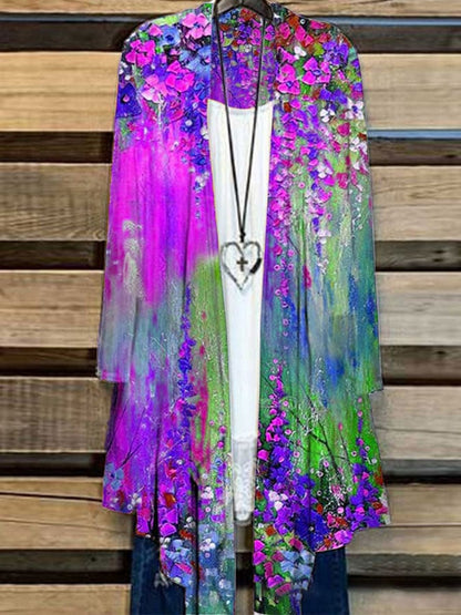 Women's Color Oil Painting Casual Cardigan