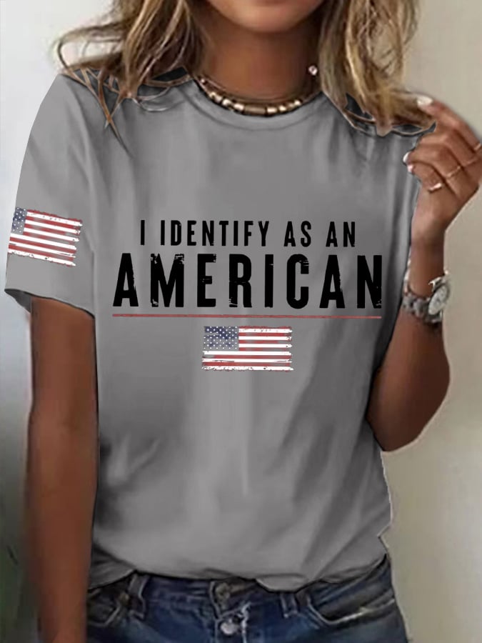 🔥Last Day 49% Off🔥Women's I Identify As An American Print Casual T-Shirt