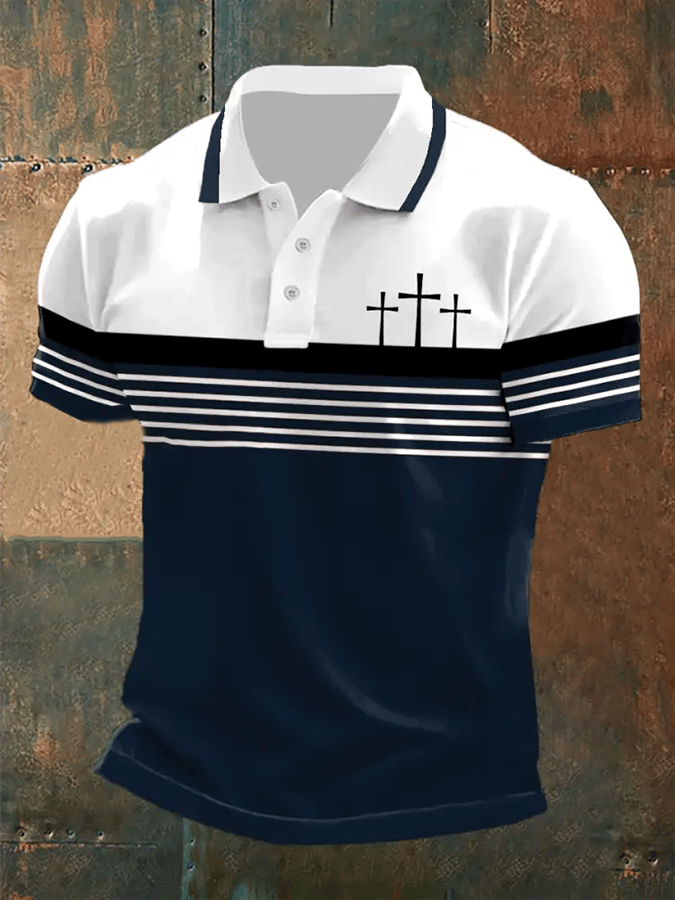 Men's Retro Faith  Casual Printed Polo Shirt