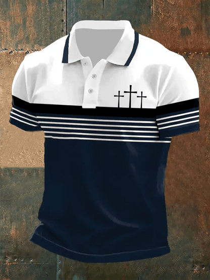 Men's Retro Faith  Casual Printed Polo Shirt