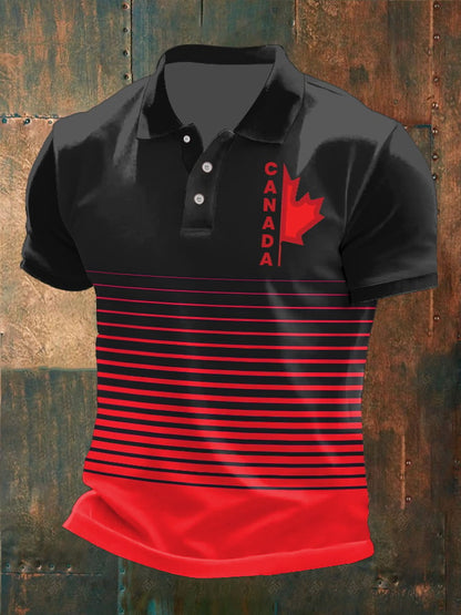 Men's Retro Canada Print Polo Shirt