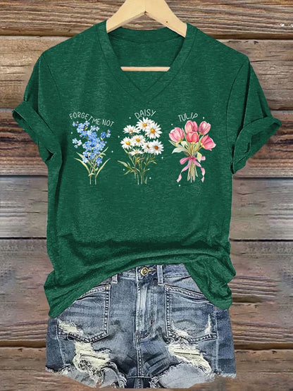Women's Casual Floral Print T-Shirt