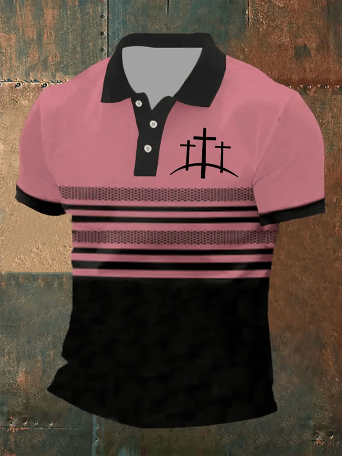 Men's Retro Faith Casual Printed Polo Shirt