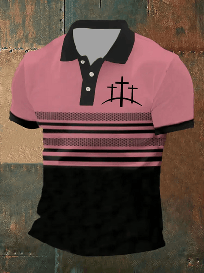 Men's Retro Faith Casual Printed Polo Shirt