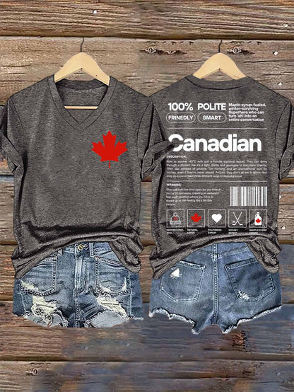 Women's Proud Canada Day Print V-Neck T-Shirt