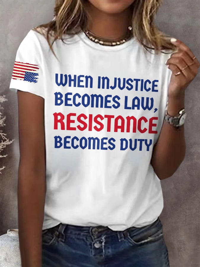 Retro When Injustice Becomes Law Resistance Becomes Duty Print T-Shirt