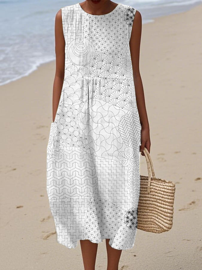 Women's Casual Vintage Geometric Art Vest Dress