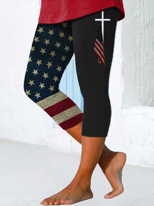 🔥Last Day 49% Off🔥Women'S Flag Cross Print Casual Leggings