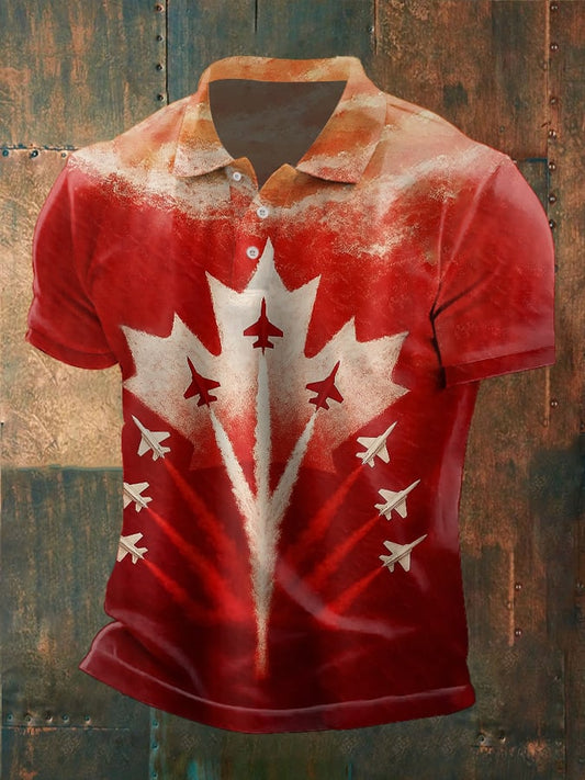 Men's Casual Independence Day Printed Polo Shirt