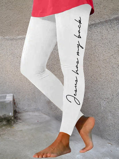 Women's 'jesus has my back' printed leggings