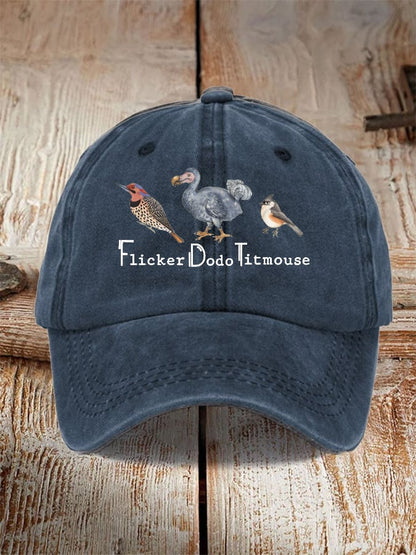Unisex Distressed Washed Cotton Animal "FDT" Print Hat