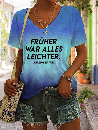 Women's Frueher War Alles Leichter Printed Short-Sleeved T-Shirt