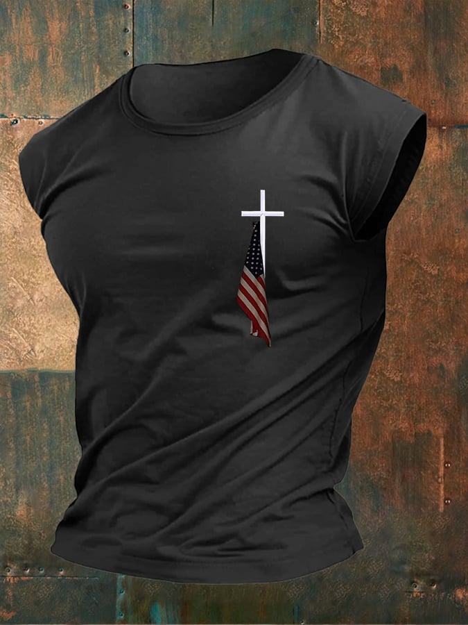 Men's Flag Cross Printed Vest