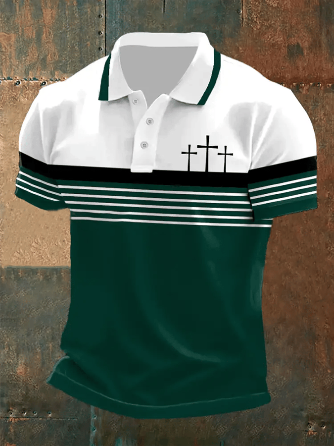 Men's Retro Faith  Casual Printed Polo Shirt