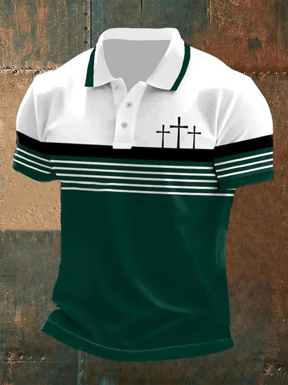 Men's Retro Faith  Casual Printed Polo Shirt