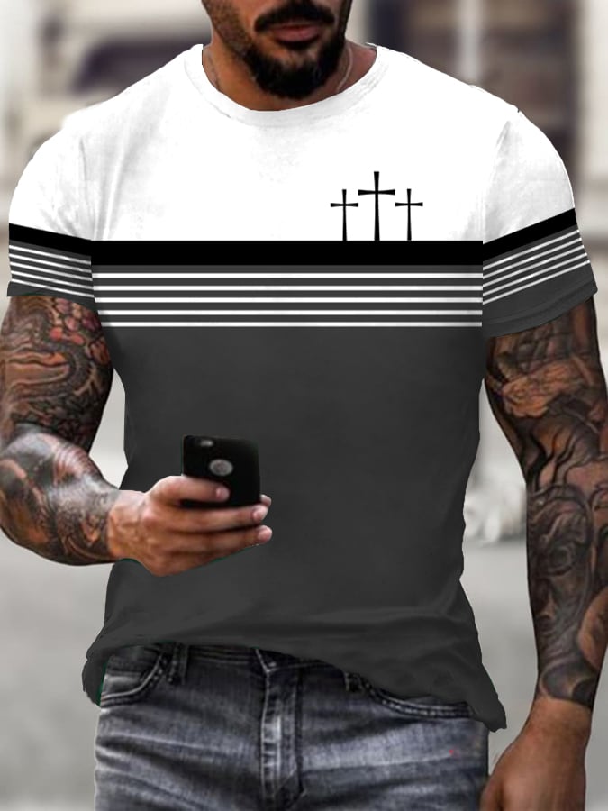 Men's Vintage Faith Cross Print T-Shirt