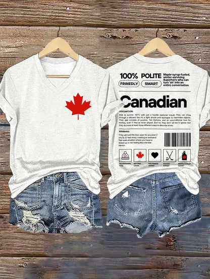 Women's Proud Canada Day Print V-Neck T-Shirt