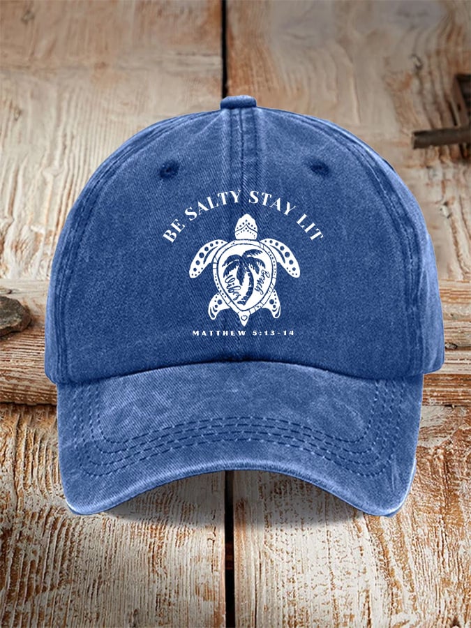 Unisex  Be Salty Stay Lit Matt Sea Turtles Print Hat