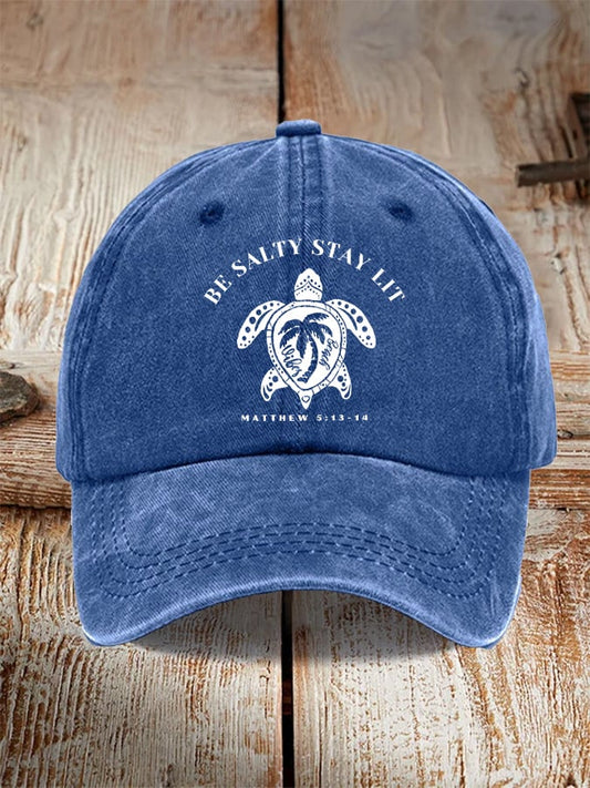 Unisex  Be Salty Stay Lit Matt Sea Turtles Print Hat