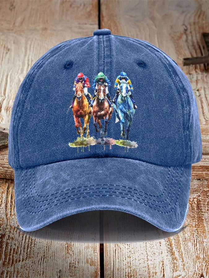 Unisex Horse Racing Print Hat