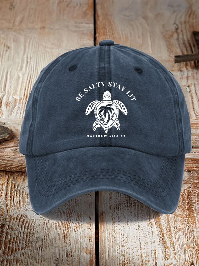Unisex  Be Salty Stay Lit Matt Sea Turtles Print Hat