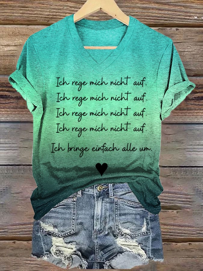 Women's Ich Rege Mich Nicht Auf. Ich Bringe Einfach Alle Un. Printed Short-Sleeved T-Shirt