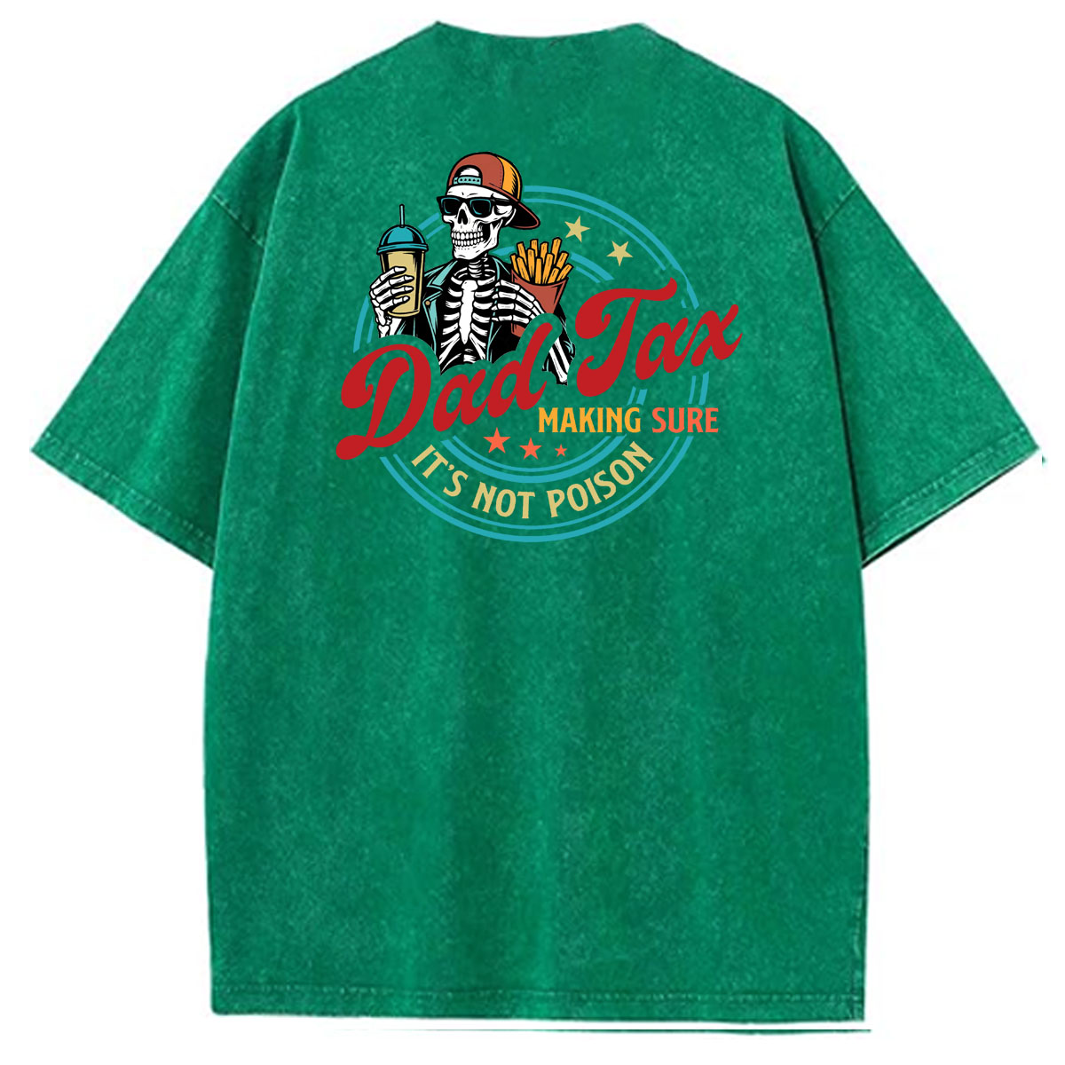 Dad Tax Washed And Distressed Pattern Crew Neck T-Shirt