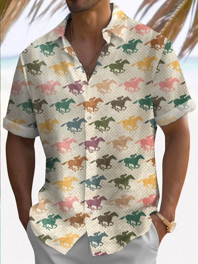 Men's Horse Racing Print Shirt