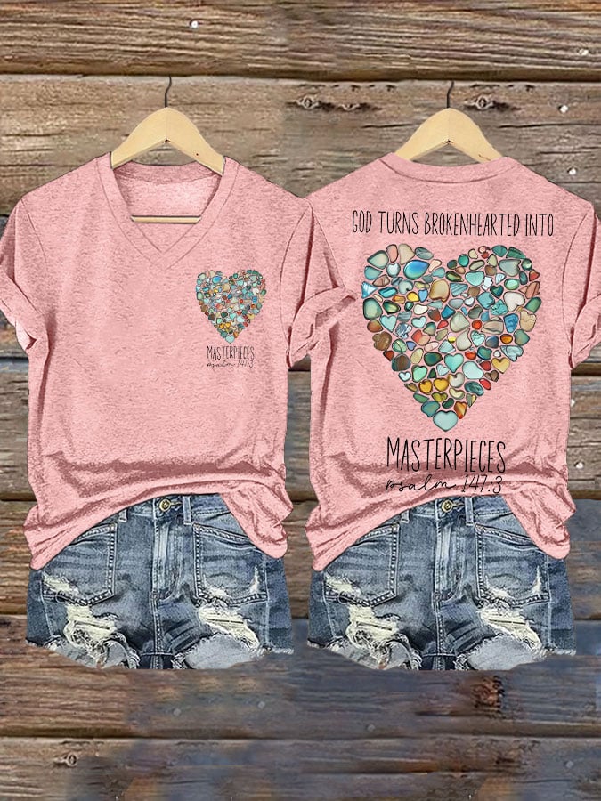 God Turns Brokenhearted into Masterpieces Psalm 147:3 Print T-shirt