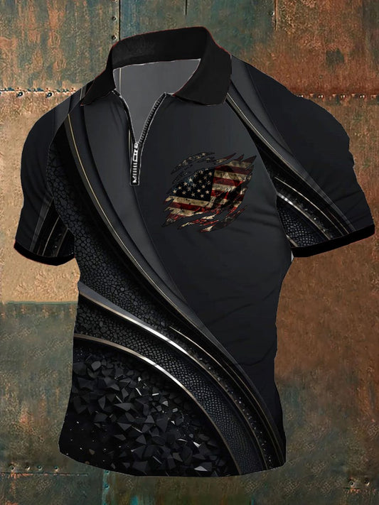 Men's Independence Day Celebration Print Polo Shirt