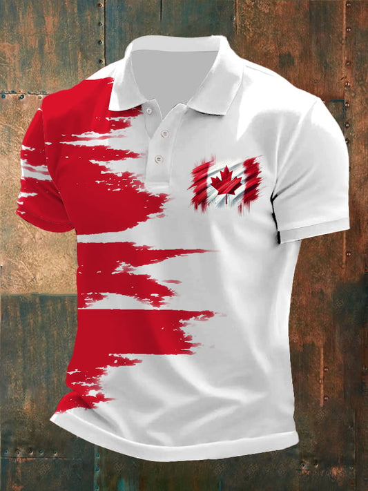 Men's Retro Canada Print Polo Shirt