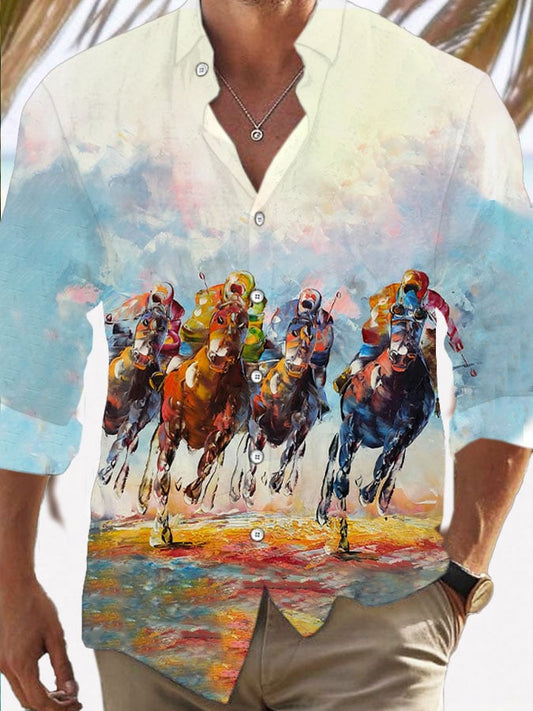 Men's Horse Racing Printed Casual Vacation Shirt