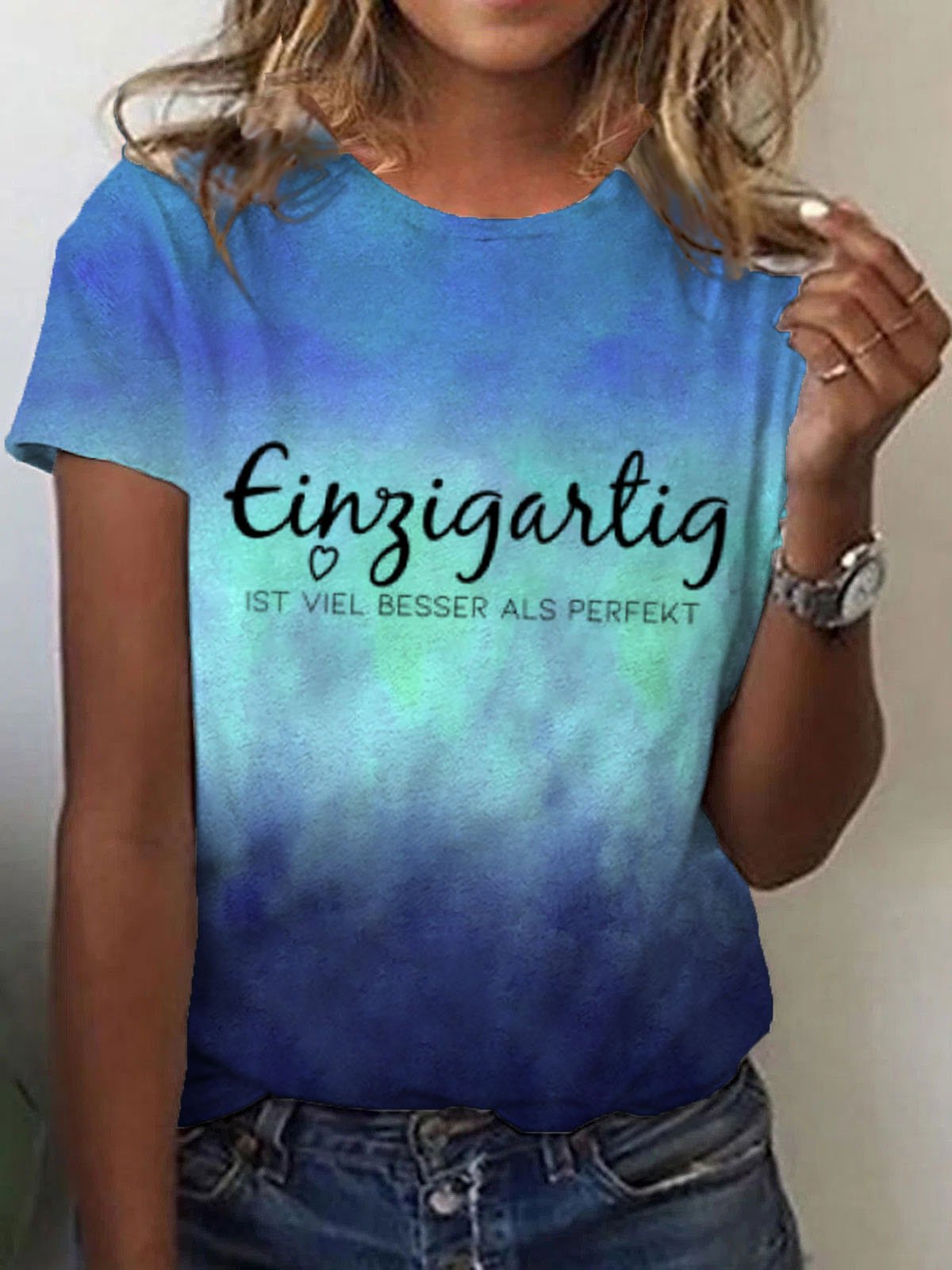 Women's Inspirational Quotes Print Casual Tee