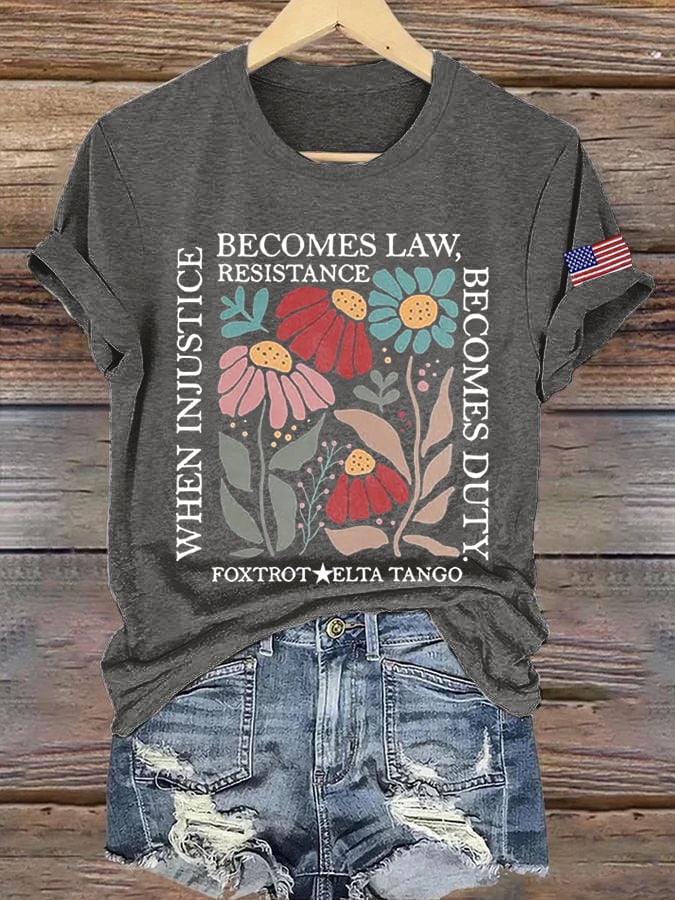 Women's fdt Flowers Printed Casual T-Shirt