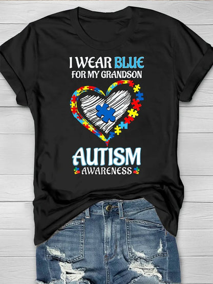 Women's Wear Blue In April To Raise Autism Awareness Printed Short-Sleeved T-Shirt