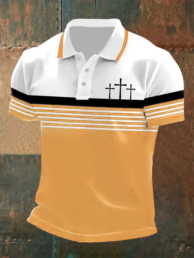 Men's Retro Faith  Casual Printed Polo Shirt