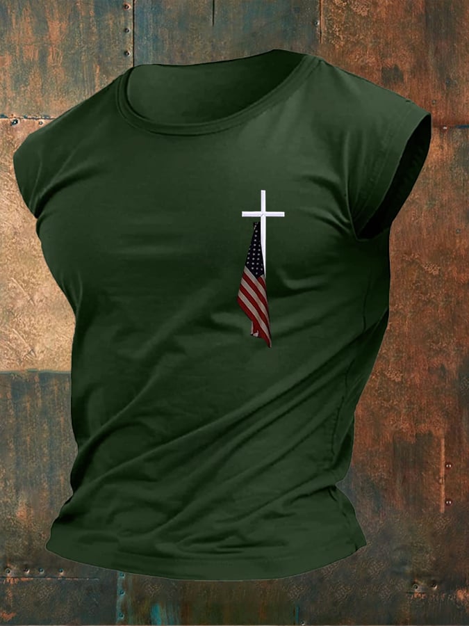 Men's Flag Cross Printed Vest